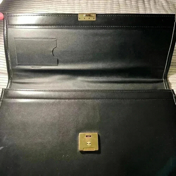 Amiet Swiss Black Leather Portfolio File / Document Bag - Picture 8 of 16